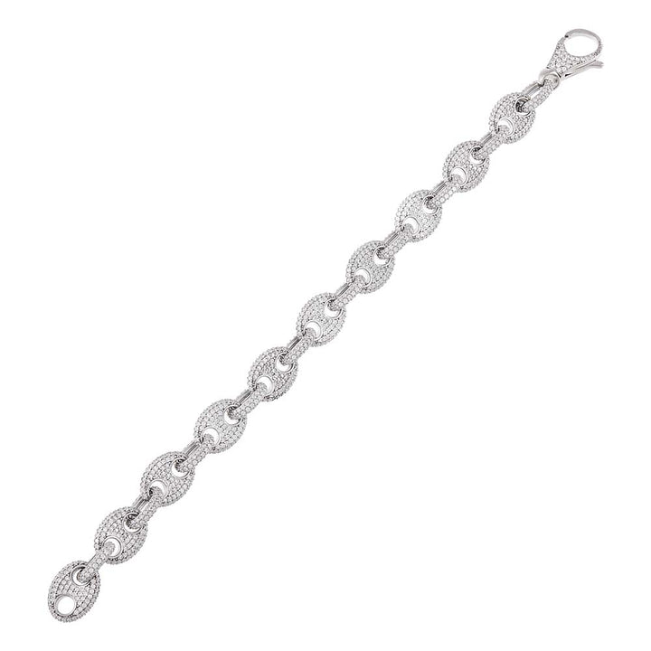 Silver Full Pavé Mariner Chain Bracelet - Adina Eden's Jewels