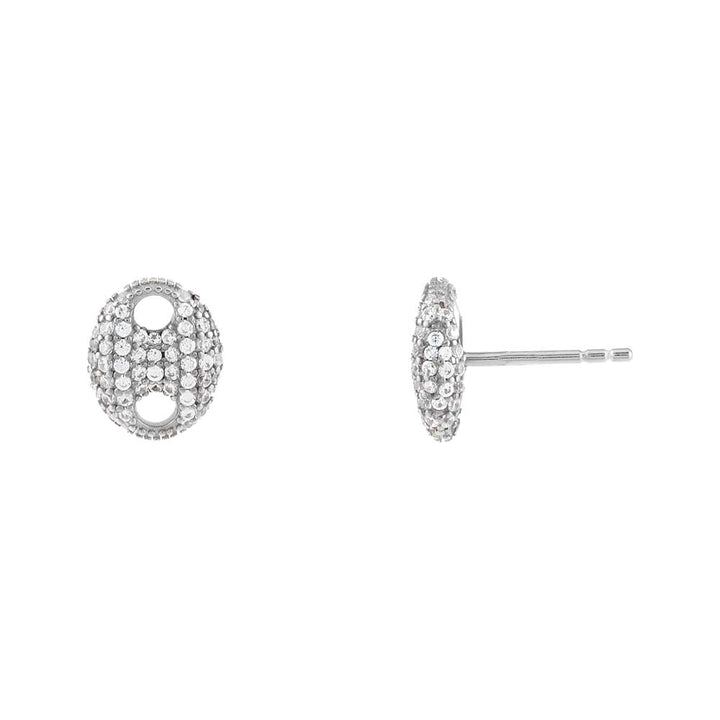 Silver Pavé Puffed Mariner Stud Earring - Adina Eden's Jewels