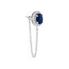 14K White Gold / Single Diamond X Sapphire Oval Chain Stud Earring 14K - Adina Eden's Jewels