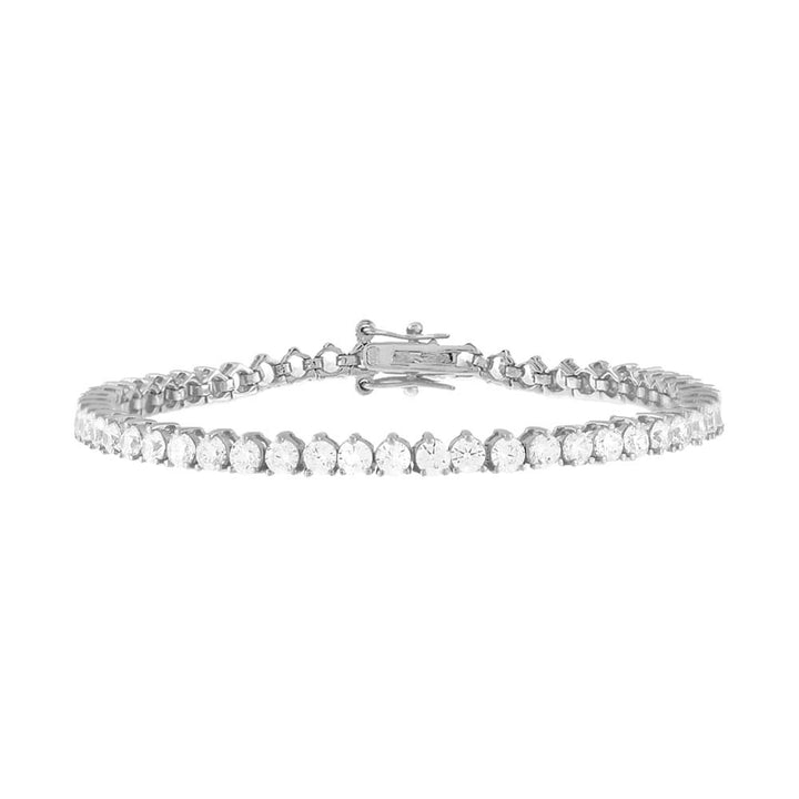 Silver / 3 MM / 6.75" Three Prong Tennis Bracelet - Adina Eden's Jewels