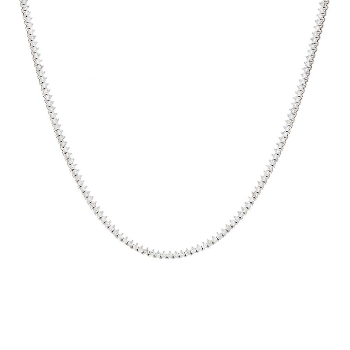 14K White Gold / 16" Three Prong Diamond Necklace 14K - Adina Eden's Jewels