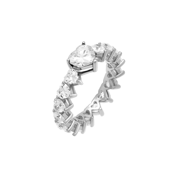 Silver / 6 Multi CZ Heart Ring - Adina Eden's Jewels