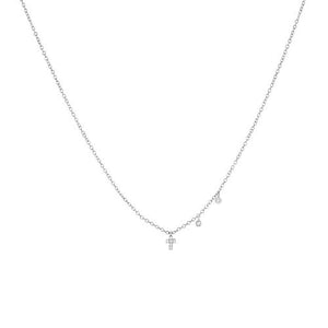 14K WGD Tiny Diamond Cross Necklace 14K - Adina Eden's Jewels
