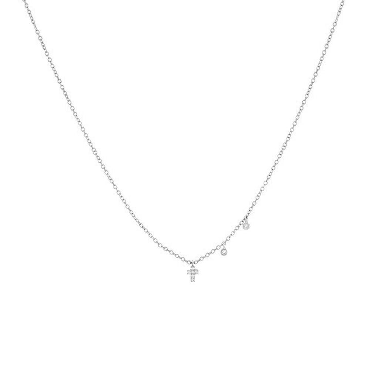14K WGD Tiny Diamond Cross Necklace 14K - Adina Eden's Jewels