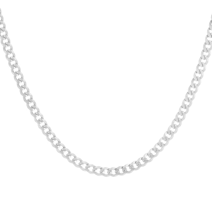 Silver / 22" / 5 MM Men's Flat Cuban Chain Necklace - Adina Eden's Jewels