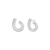 Silver Pave X Baguette On The Ear Loop Stud Earring - Adina Eden's Jewels