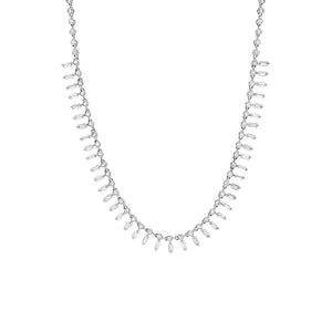 Silver Solitaire Bezel X Dangling Baguette Choker - Adina Eden's Jewels