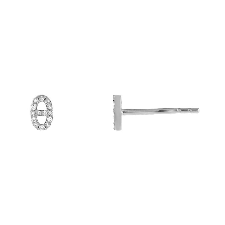 14K White Gold / Pair Diamond Mini Mariner Stud Earring 14K - Adina Eden's Jewels