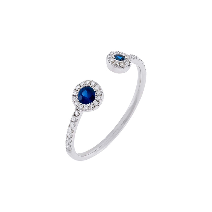 Sapphire Blue Diamond X Colored Gemstone Double Stone Ring 14K - Adina Eden's Jewels
