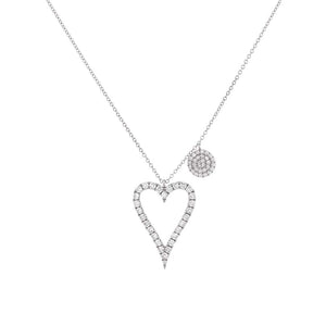 14K White Gold Deep Heart Open Diamond Necklace 14K - Adina Eden's Jewels
