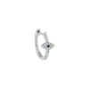 14K White Gold / Single Diamond Mini Sapphire Evil Eye Huggie Earring 14K - Adina Eden's Jewels