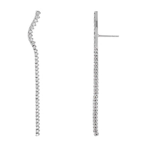 14K White Gold Diamond Tennis Drop Earring 14K - Adina Eden's Jewels