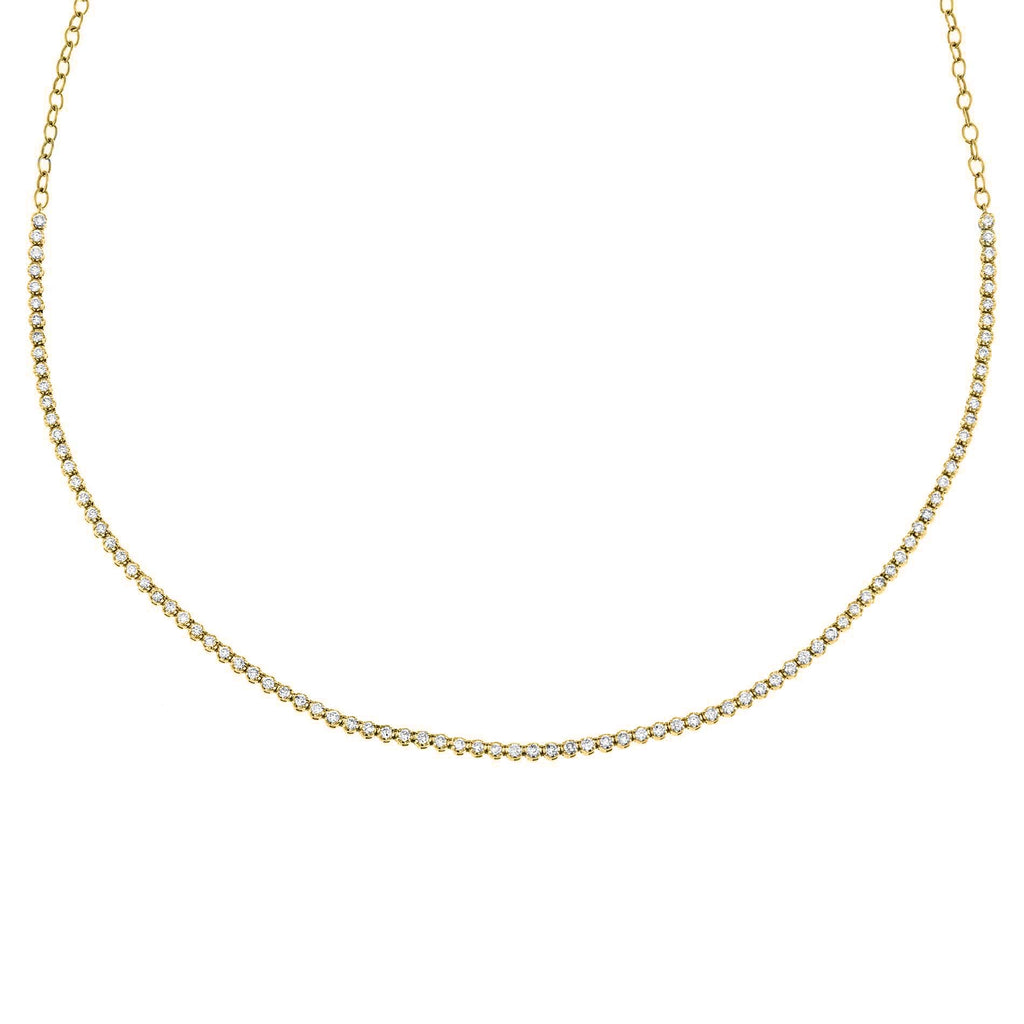 14K Gold Thin Diamond Tennis Choker 14K - Adina Eden's Jewels