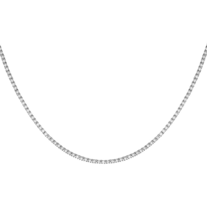 14K White Gold / 16" Dainty Diamond Tennis Necklace 14K - Adina Eden's Jewels