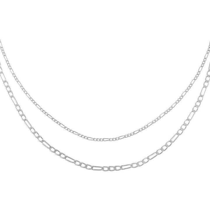 Silver Double Chain Figaro Necklace - Adina Eden's Jewels