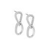 Silver / Pair Curved Pave/Solid Drop Link Stud Earring - Adina Eden's Jewels
