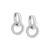 Silver / Pair Solid/Pave Interlocked Hoop Earring - Adina Eden's Jewels
