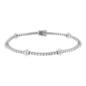 14K White Gold Diamond Flower Tennis Bracelet 14K - Adina Eden's Jewels