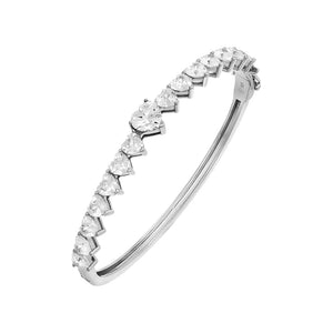 Silver Colored Heart Tennis Bangle - Adina Eden's Jewels
