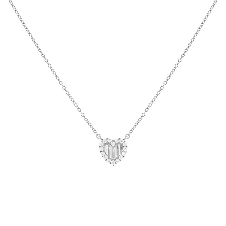 Silver Baguette CZ Heart Necklace - Adina Eden's Jewels