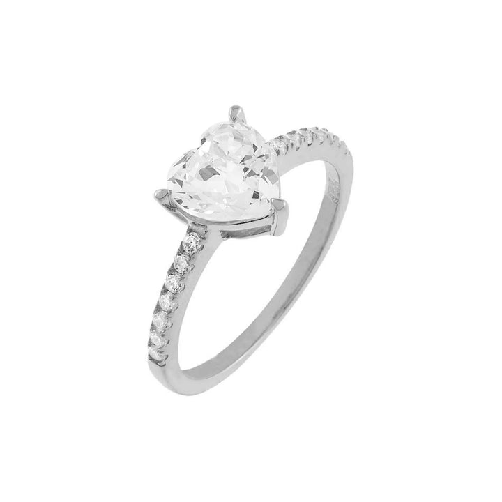 Silver / 7 Pavé Heart Stone Ring - Adina Eden's Jewels