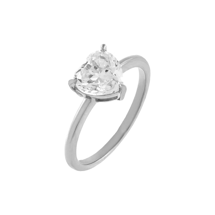 Silver / 7 CZ Heart Stone Ring - Adina Eden's Jewels
