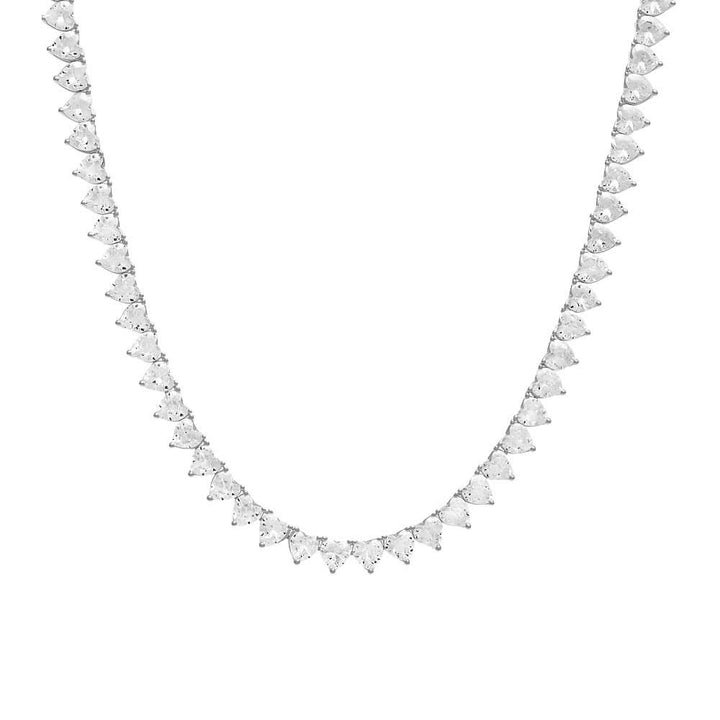 Silver / 16" Heart Tennis Necklace - Adina Eden's Jewels