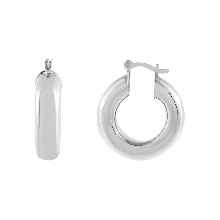 Silver Hollow Thick Hoop Earring - Adina Eden's Jewels