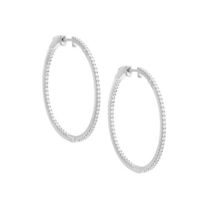 Silver / 33 MM Pavé Round Hoop Earring - Adina Eden's Jewels
