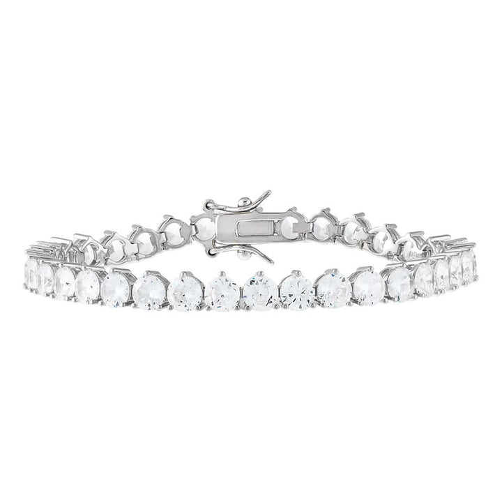 Silver / 5 MM / 7" Large Three Prong Tennis Bracelet - Adina Eden's Jewels