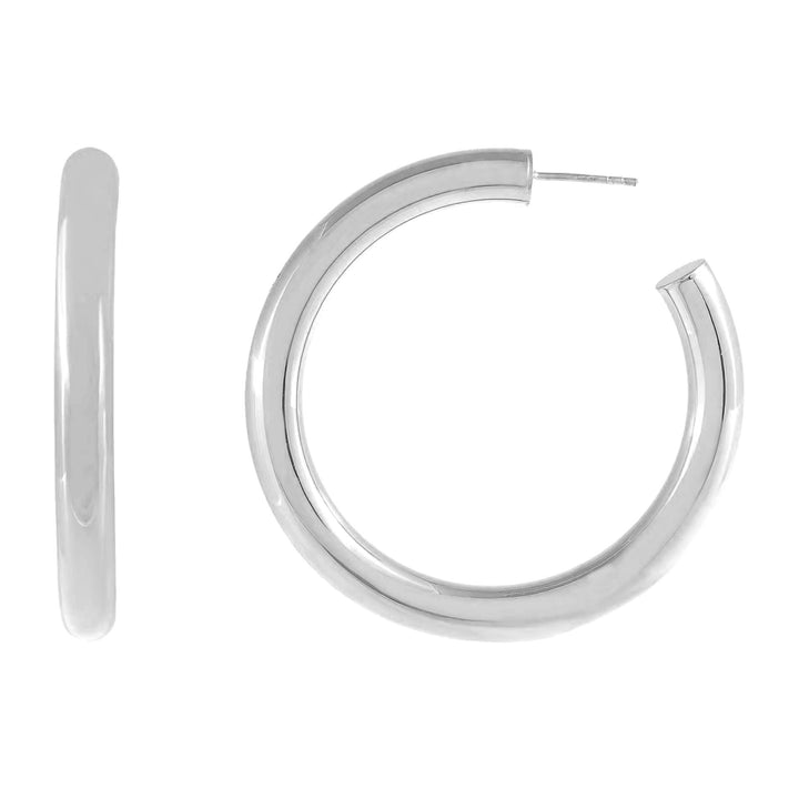 Silver / 50 MM Tubular Hoop Earring - Adina Eden's Jewels