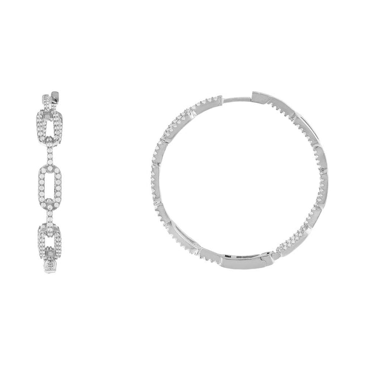 Silver Pavé Triple Link Hoop Earring - Adina Eden's Jewels
