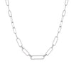 Silver Half Pavé Paperclip Chain Necklace - Adina Eden's Jewels