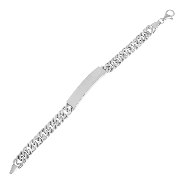 Silver Engravable Hollow Double Curb Bar Chain Bracelet - Adina Eden's Jewels