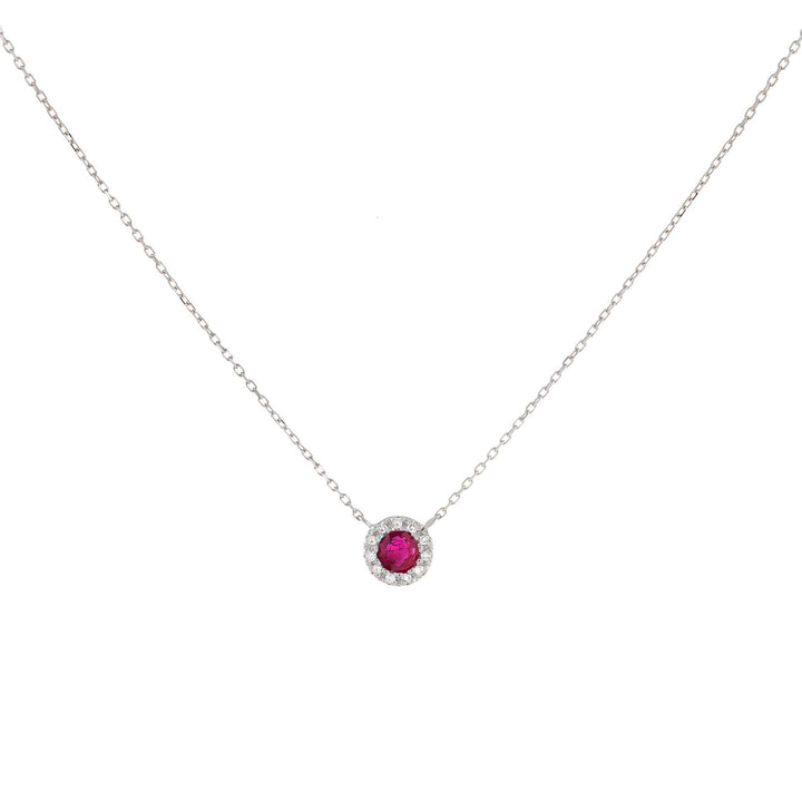 Magenta Diamond X Colored Gemstone Circle Necklace 14K - Adina Eden's Jewels