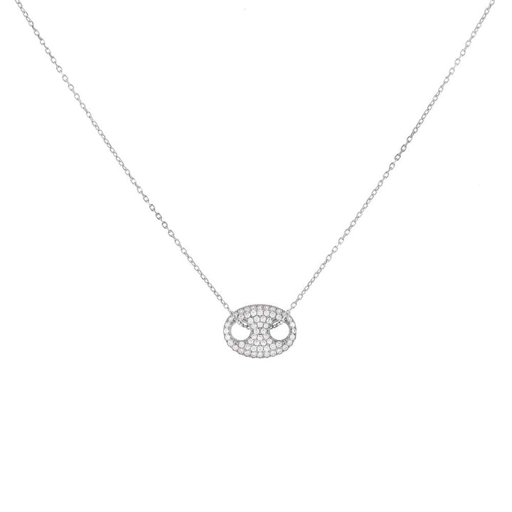 Silver Pavé Puff Mariner Necklace - Adina Eden's Jewels