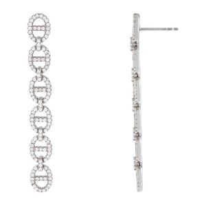 Silver Pavé Mariner Link Drop Stud Earring - Adina Eden's Jewels