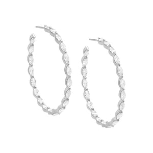 Silver CZ Multi Marquise Open Hoop Earring - Adina Eden's Jewels