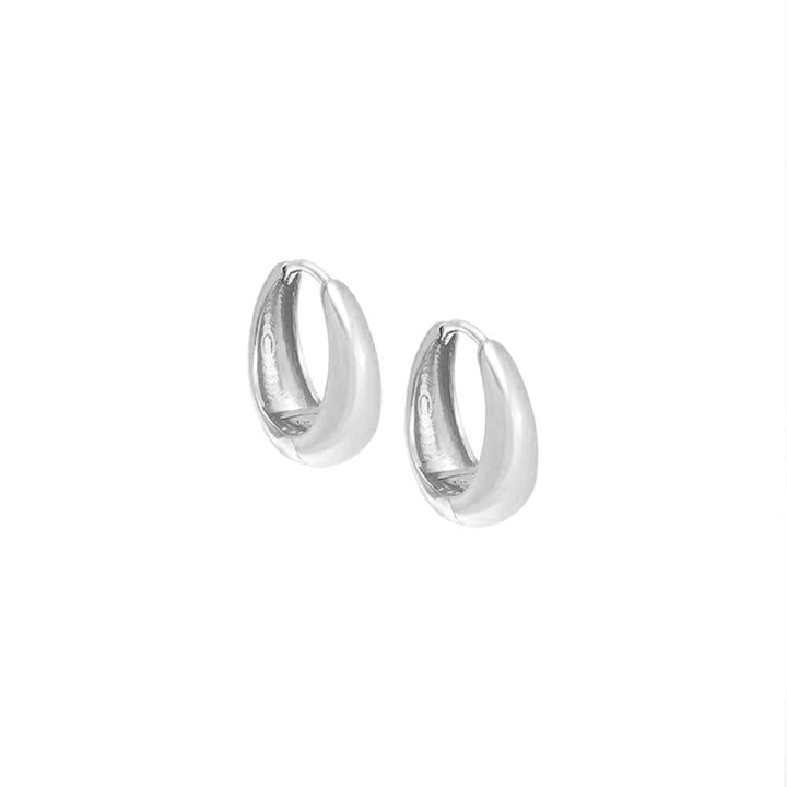 Silver / 10MM Mini Solid Chubby Huggie Earring - Adina Eden's Jewels