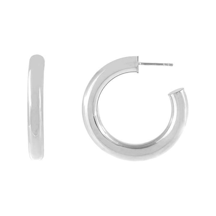 Silver / 35 MM Tubular Hoop Earring - Adina Eden's Jewels