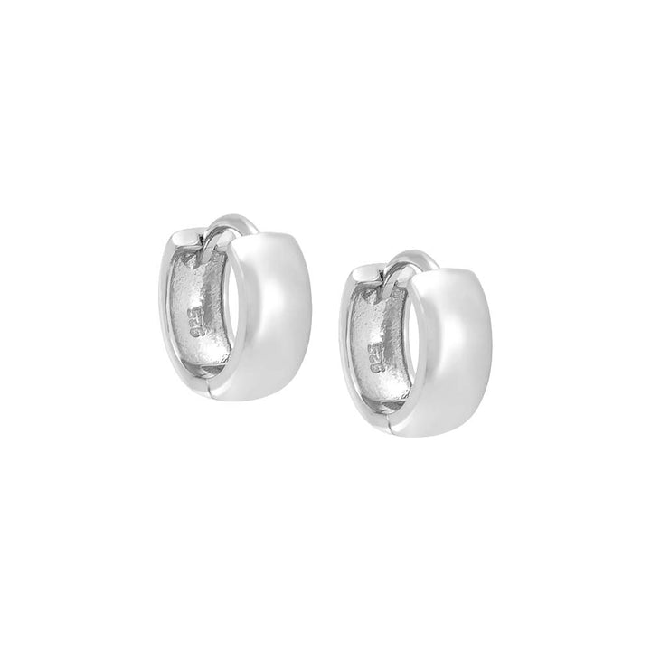 Silver / Single Tiny Solid Wide Huggie Earring - Adina Eden's Jewels
