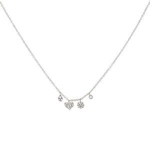 14K White Gold Diamond Shapes Necklace 14K - Adina Eden's Jewels