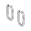 Silver / 17MM Pavé Oval Huggie Earring - Adina Eden's Jewels