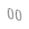 Silver / Pair Fancy Large Pavé Oval Shape Hoop Earring - Adina Eden's Jewels