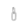 Silver / Single Pavé Oval Shaped Drop Huggie Earring - Adina Eden's Jewels