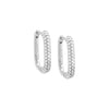 Silver / Pair Rounded Pavé Oval Huggie Earring - Adina Eden's Jewels