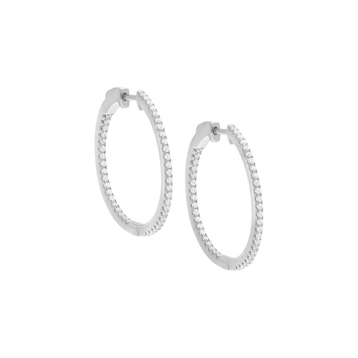 Silver / 24 MM Pavé Round Hoop Earring - Adina Eden's Jewels