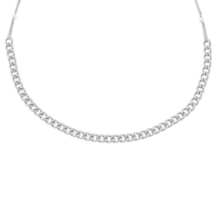 Silver Chain Link Pearl Choker - Adina Eden's Jewels