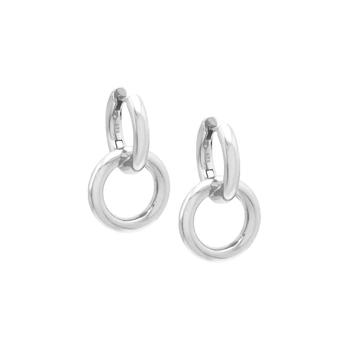 Silver Interlocked Double Hoop Huggie Earring - Adina Eden's Jewels