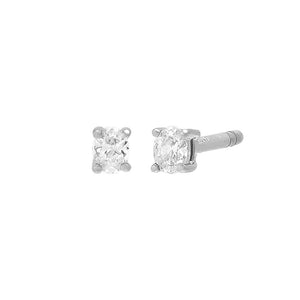 14K White Gold / Pair Itty Bitty Diamond Oval Stud Earring 14K - Adina Eden's Jewels